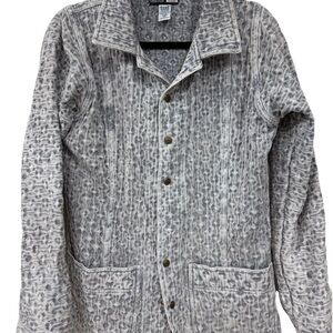 VTG Ezze Acid Wash Light Gray Textured Button-Up Shirt Jacket 100%Cotton, Canada